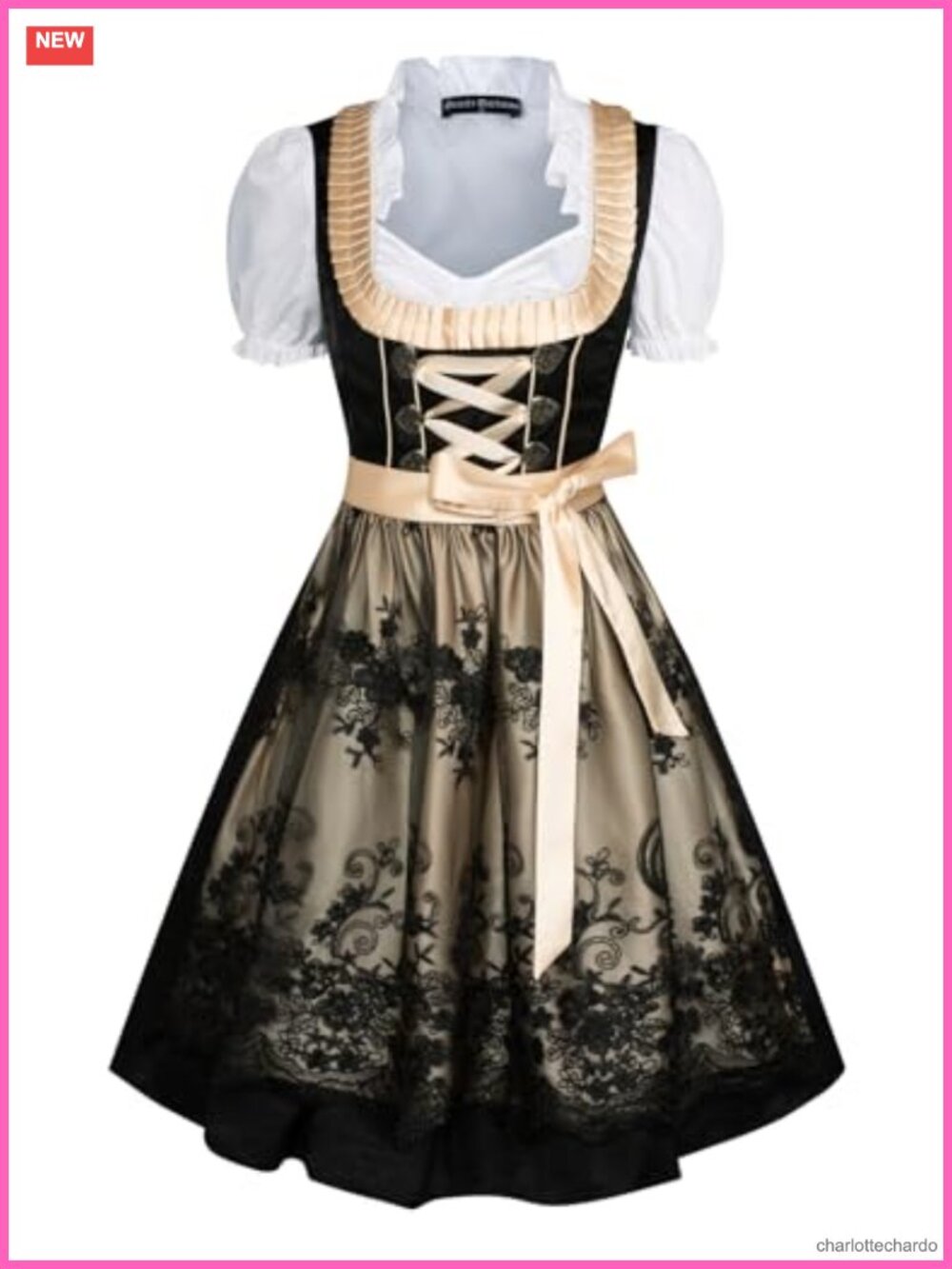 3Pc Bavarian Dirndl Dress Oktoberfest Costume Traditional German
